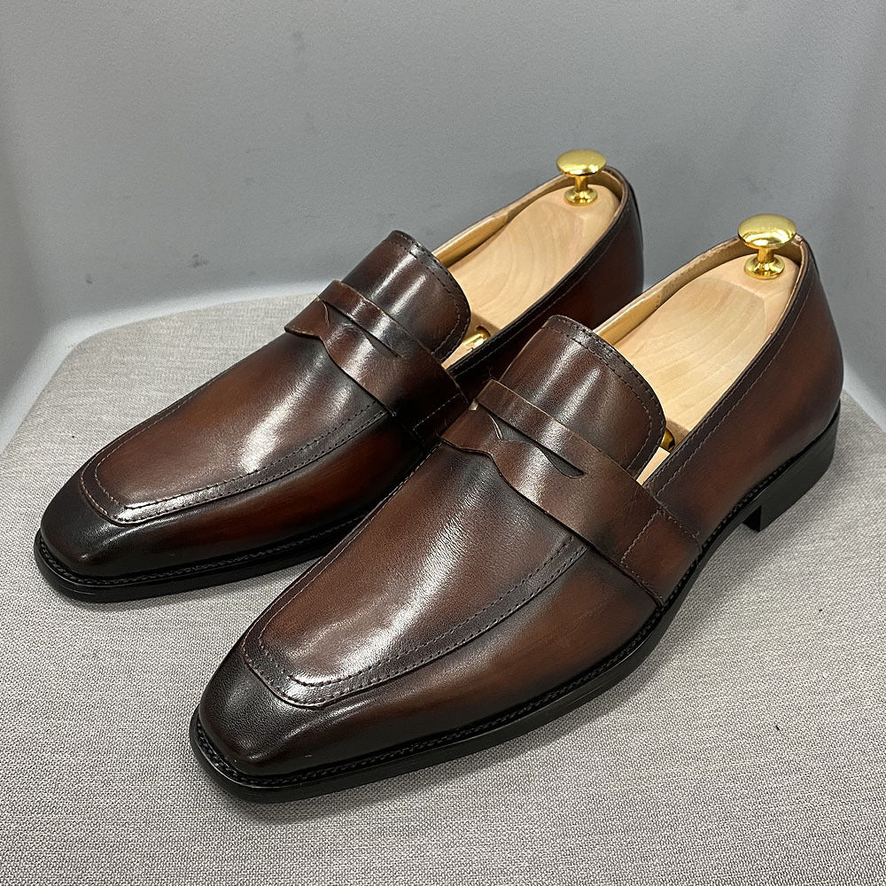Classic handcrafted Italian Style Loafers Leather Business Dress Shoes
