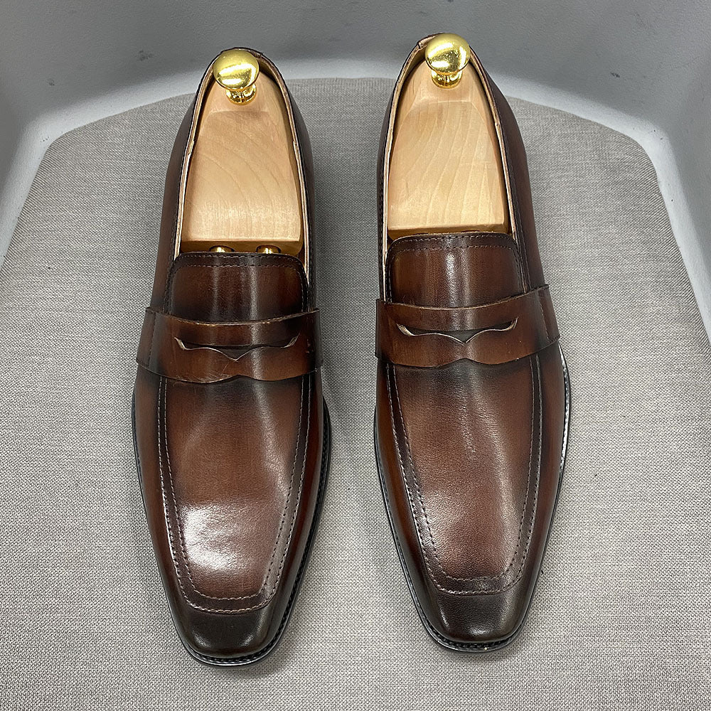 Classic handcrafted Italian Style Loafers Leather Business Dress Shoes